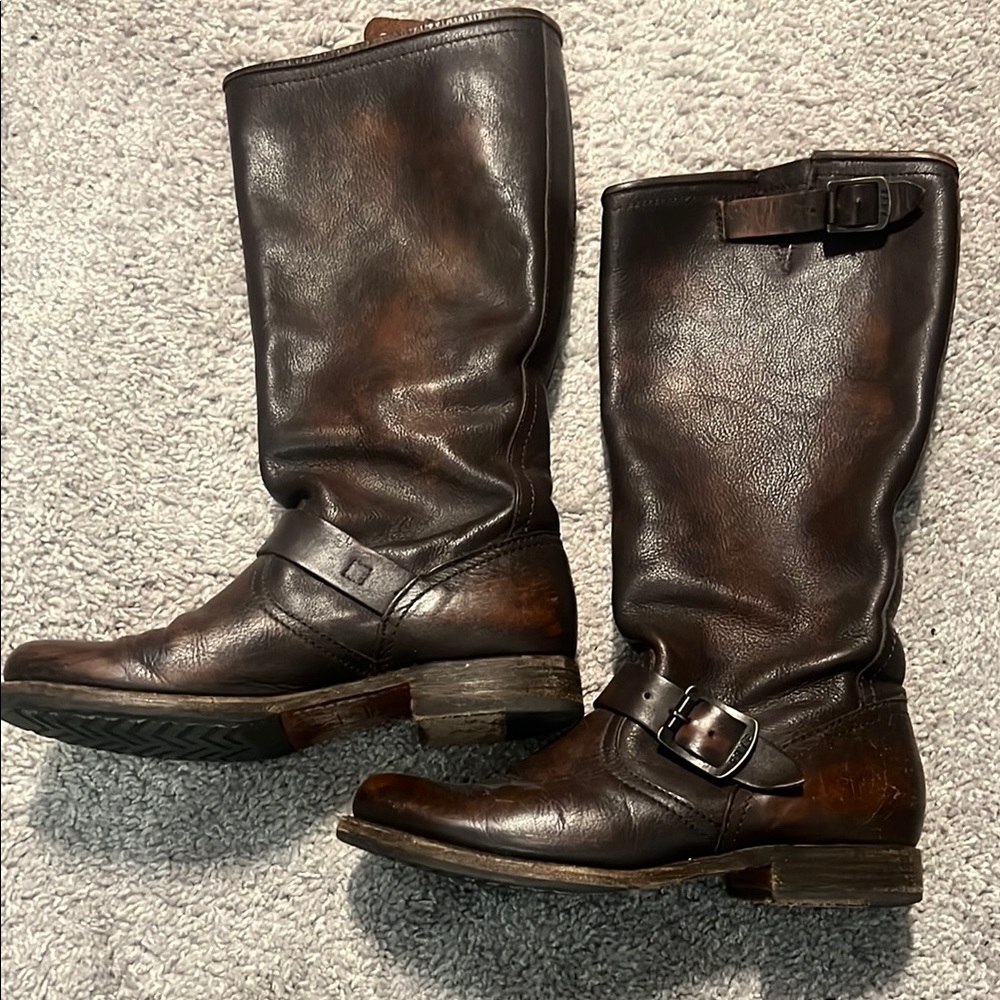 Frye Women’s Veronica Slouch Boots – Distressed Brown, Size 8.5